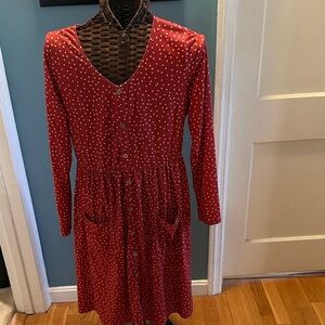 Red Polka Dot Button-Down Dress